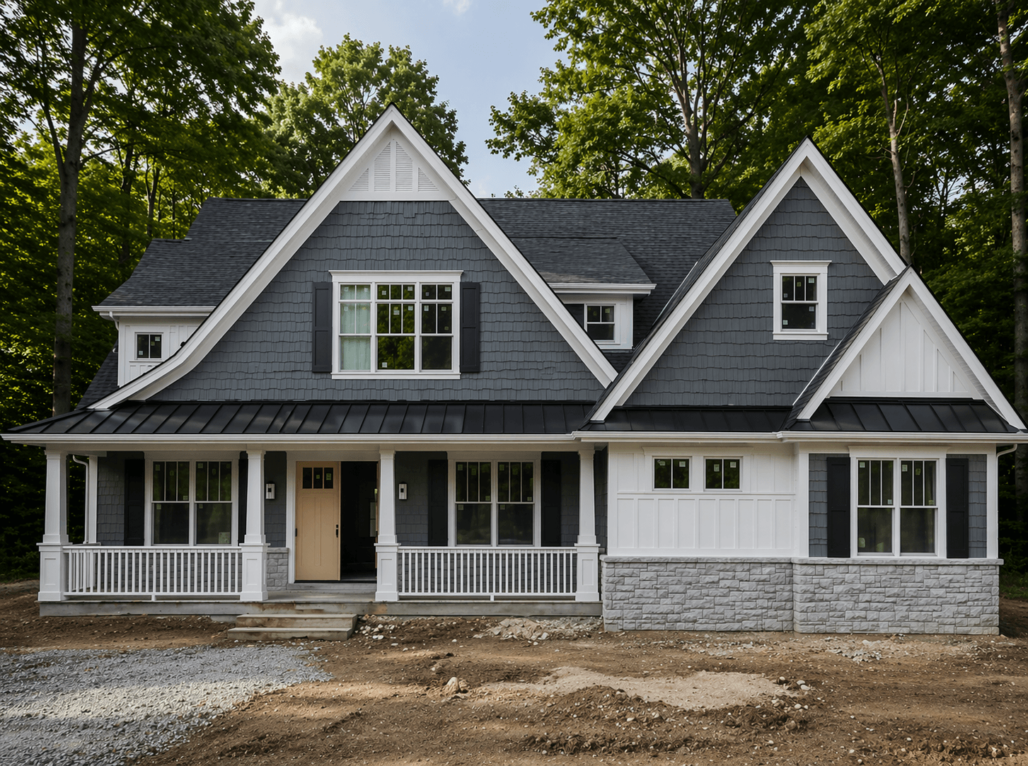 new construction metal and shingle roof install